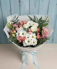 Букет цветов из:  Розы, Лизиантусы и Хризантемы в Алексеевке Белгородской области