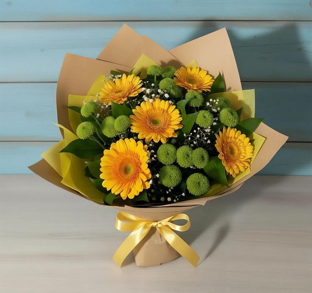 Букет цветов из: Герберы и Хризантемы в Алексеевке Белгородской области