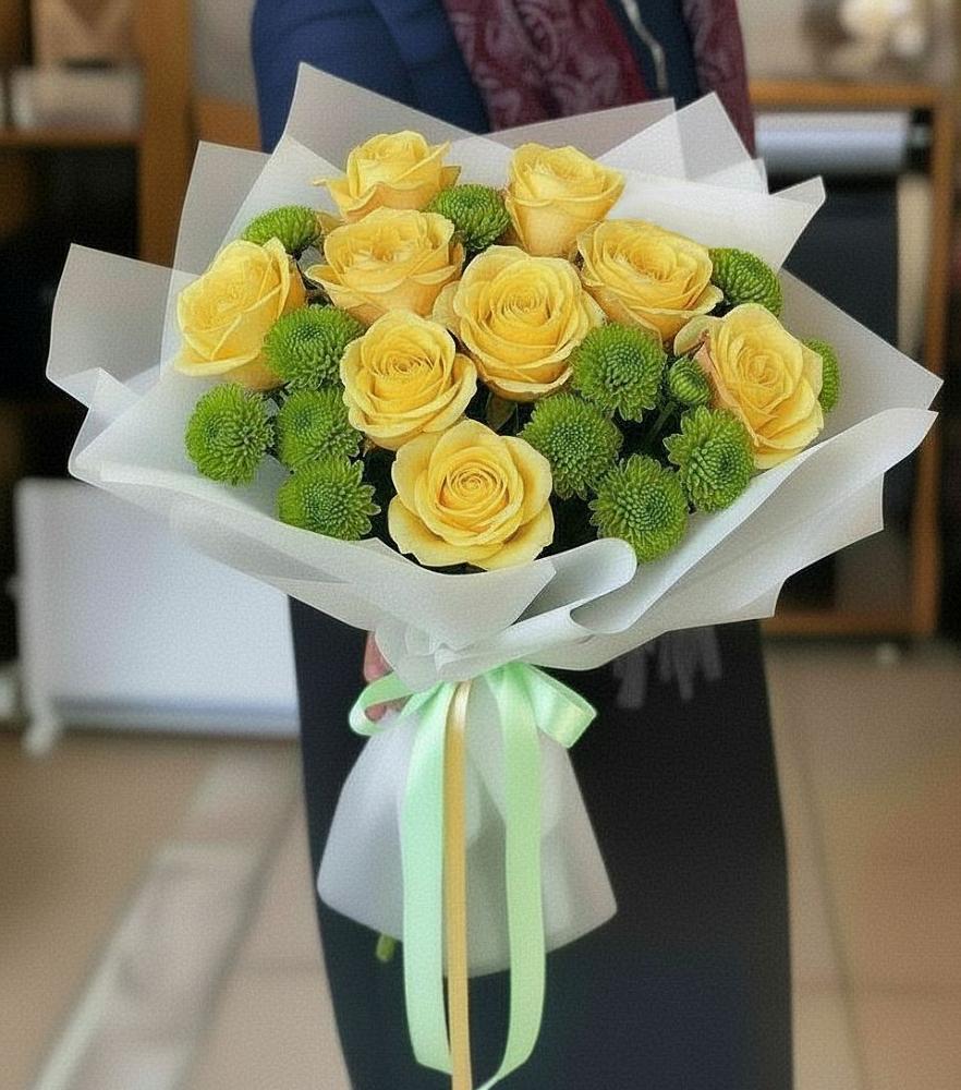 Букет цветов из: Хризантемы и Розы в Алексеевке Белгородской области