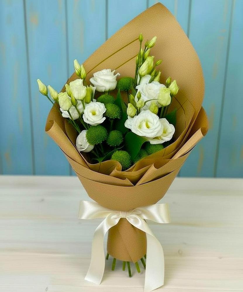 Букет цветов из: Хризантемы и Лизиантусы в Алексеевке Белгородской области