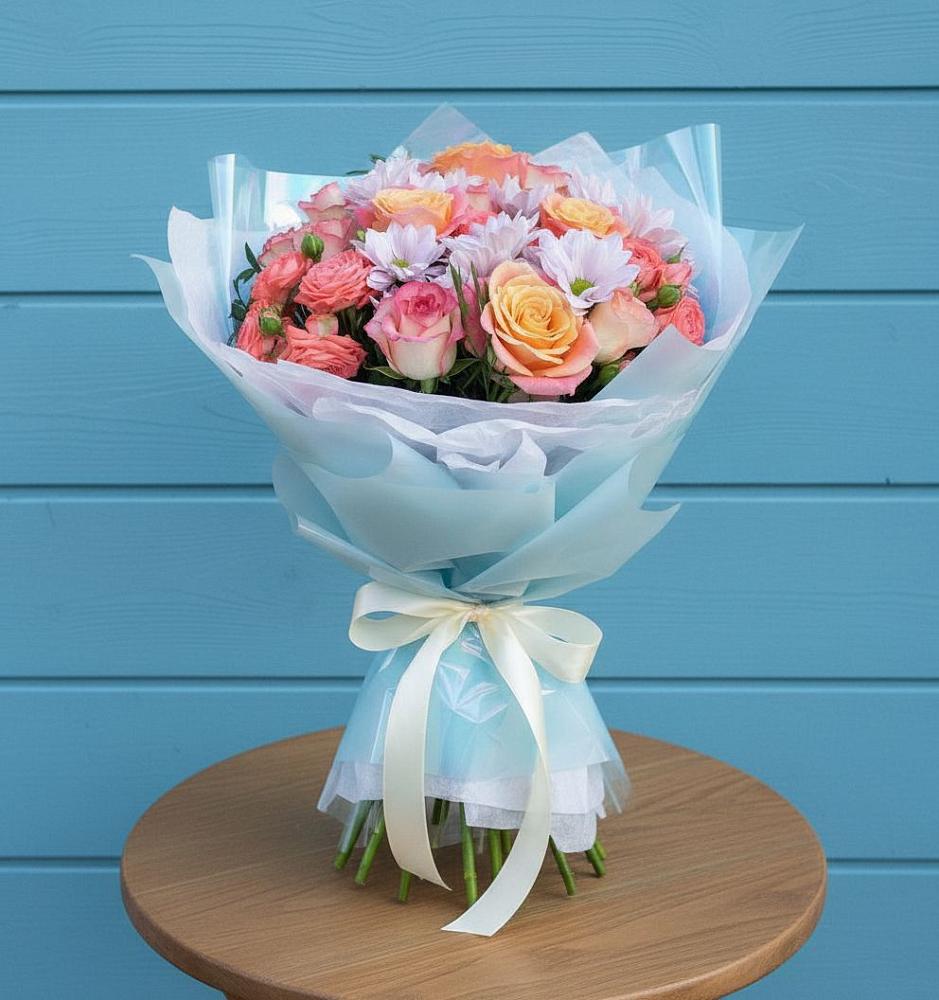 Букет цветов из: Хризантемы и Розы в Алексеевке Белгородской области